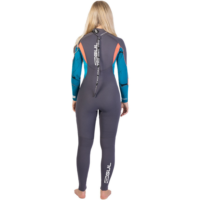 2024 Gul Womens Response 4/3mm GBS Back Zip Wetsuit RE1248-C1 - Grey / Marbel